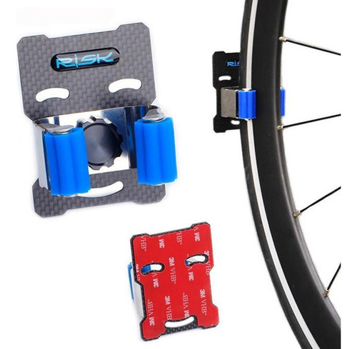 Suporte Parede Fibra Carbono Mtb Speed Bike Vertical/horizo Cor Preto com Azul