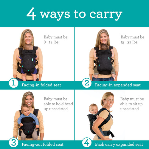 Silla Porta Bebe Cangurera Carrier Mochila Infantino Gris