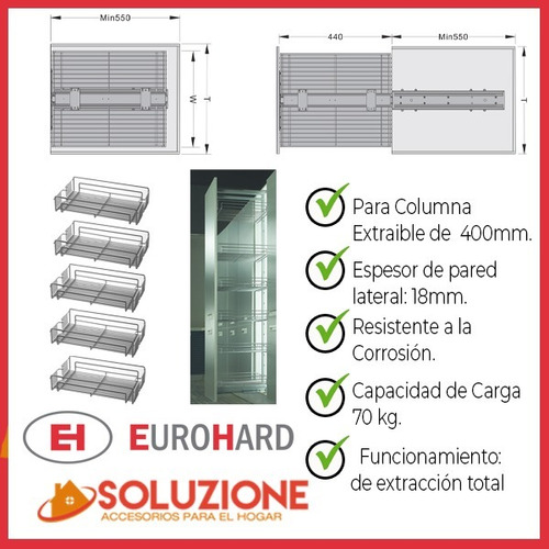 Conjunto Bandejas Para Columna Extraíble Para Frente Aplicar