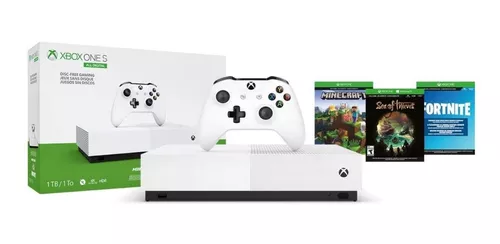 Microsoft Xbox One S 1TB All-Digital Edition: Minecraft/Sea of  Thieves/Fortnite Battle Royale cor branco