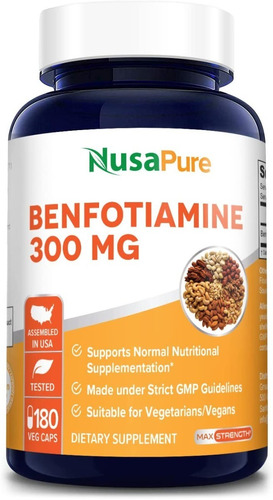 Benfotiamina 300 Mg 180 Capsulas Vegetarianas Nusapure