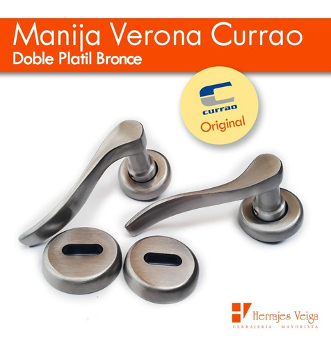 Imagen 4 de 7 de Manija Verona Currao Doble Br Platil Picaporte Puerta Elisse