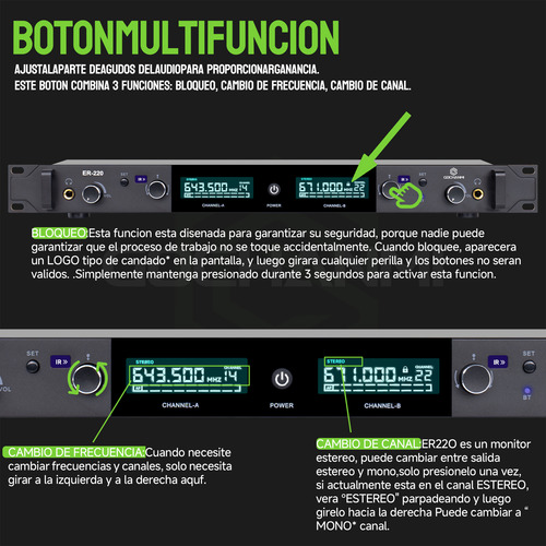 Monitoreo Gc Er220 Estereo Sistema In Ear Bluetooth 2canales