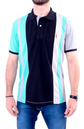 Camisa Polo Golf Club Trios Preto E Cinza