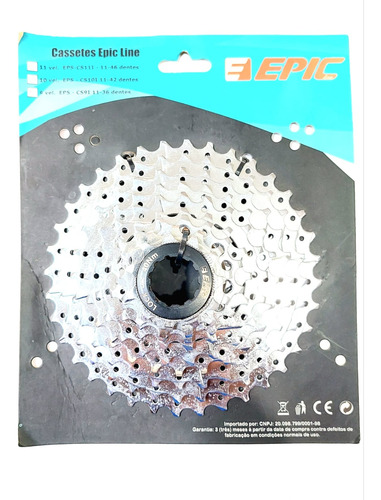 Cassete Epic 9v 11-36 Dentes Silver Epic Line