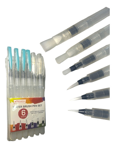 Pinceles De Agua Profesionales Para Acuarela Waterbrush X 6