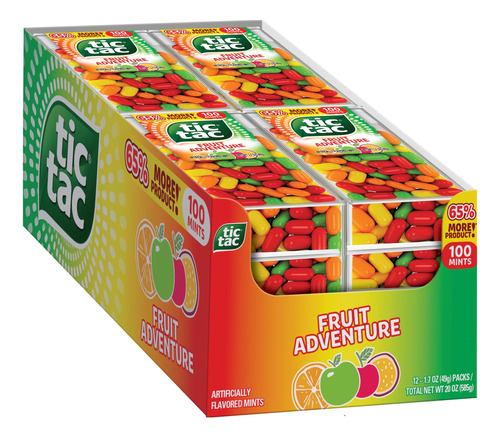 Tic Tac Fruit Adventure Mints, Paquete De 12 Unidades A Gran