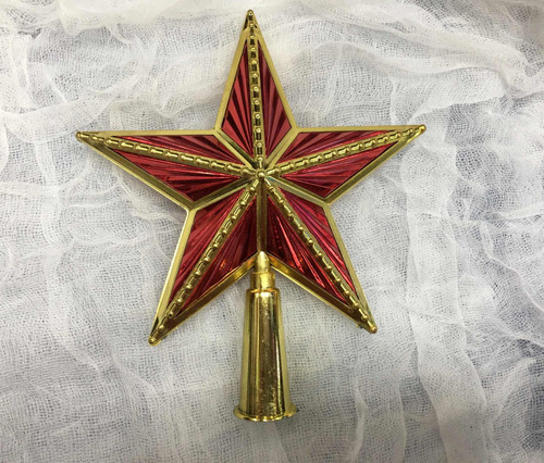 Imagem 1 de 2 de Estrela Dourada Laço Natal Natalino Ponteira Árvore18cmx16cm