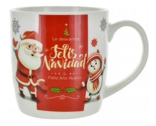 Taza Y Plato 300 Ml Navideño Ceramica
