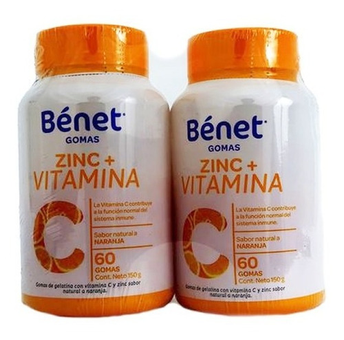Vitamina C + Zinc Benet Gomas 150g X 2 U - g a $161