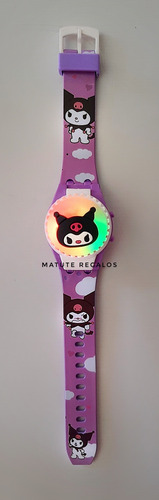 Reloj Juguete Kuromi C/ Tapa Giratoria Y Luces Multicolores Kuromi