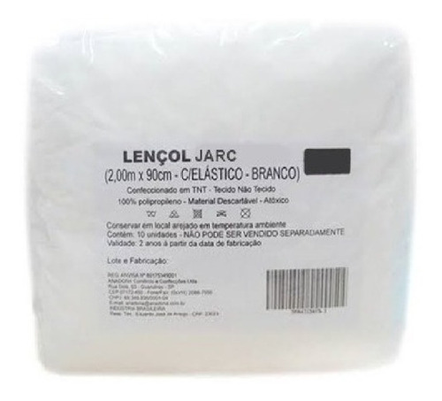 Lençol Descartável Tnt Com Elástico 2,00x0,90 10un
