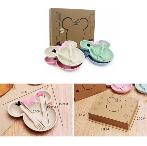 Plato Infantil Ecológico De Tres Piezas De Micky And Minie