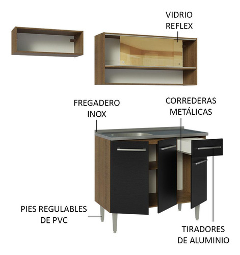 Cocina Integral Completa Modular Madesa Emilly 165cm Mn 01