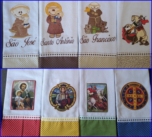 Imagem 4 de 5 de 25 Panos De Prato Religiosos Bordado Patchwork+ Frete Grátis