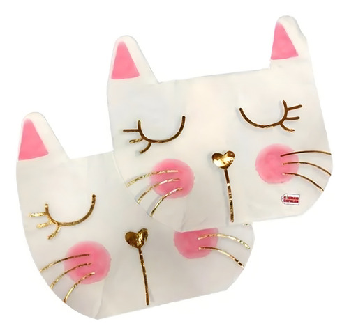 Servilletas X 12 Papel Dorado Plateado Año Navidad Color Forma Gatito