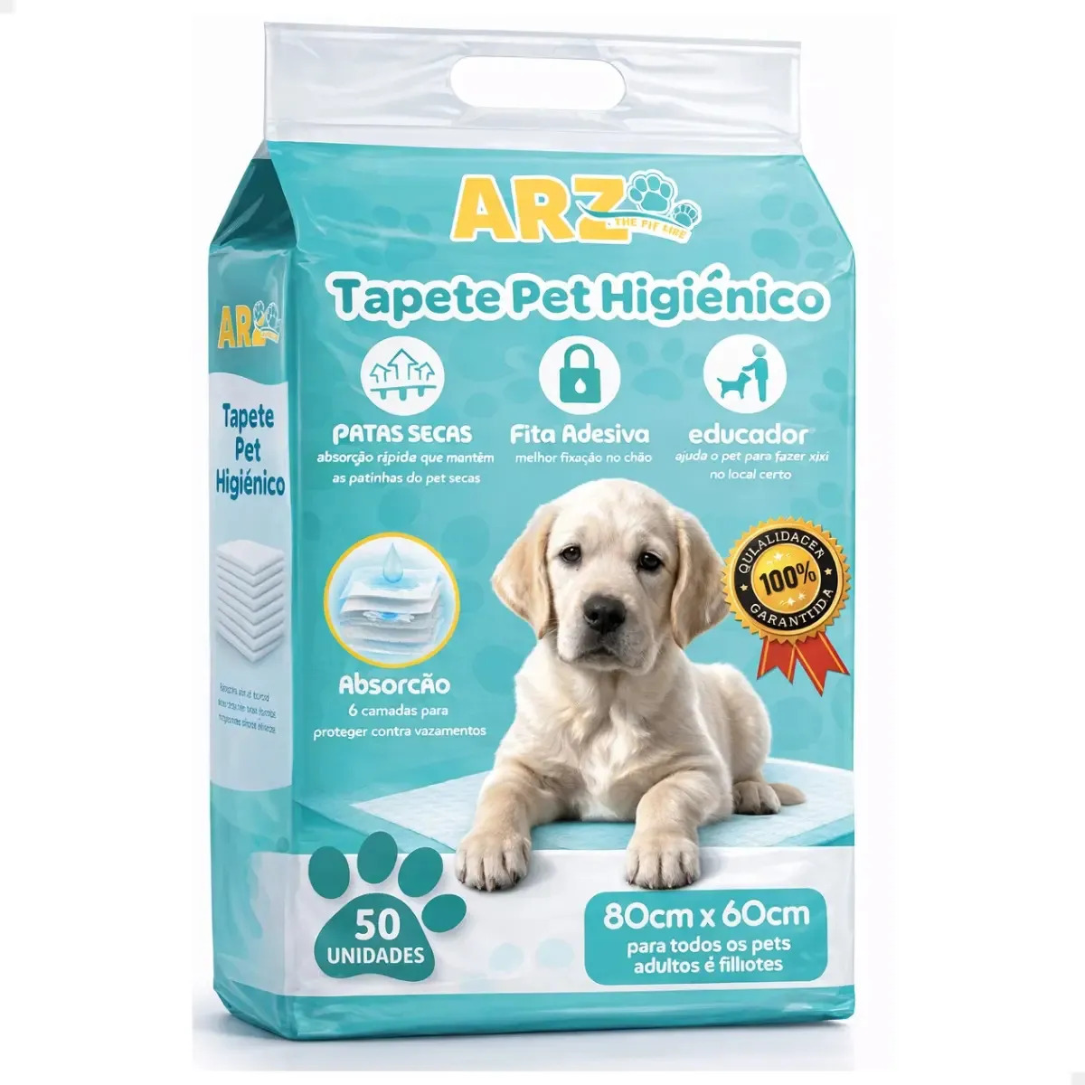 Tapete Higiênico Ultra Pet Arz 80x60cm 50 Unidades Branco