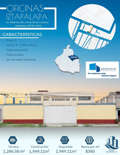 Oficinas En Renta En Iztapalapa Con Uso De Suelo Industrial