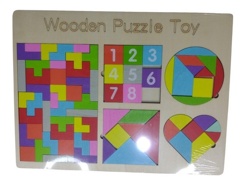 Tangram Rompecabezas Infantil Juego Didáctico Madera Guías