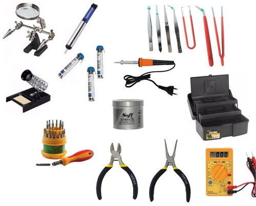 Imagem 10 de 10 de Kit Ferramentas Para Eletrônica Solda Lupa Multim Bip 49 Pçs