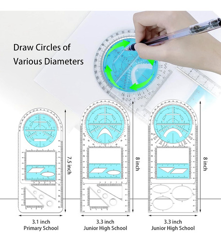 Regla Geométrica Multifuncional, Plantilla De Dibujo Geométr