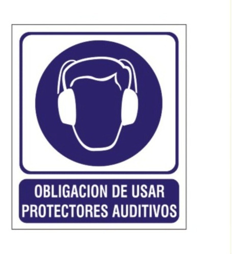 Cartel Seguridad Obligacion Usar Protector Auditivo 22x26 Cm