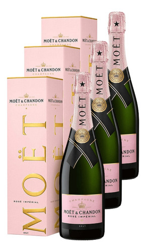 Champagne Moet & Chandon Rose Imperial 750 Ml Pack 3 Und