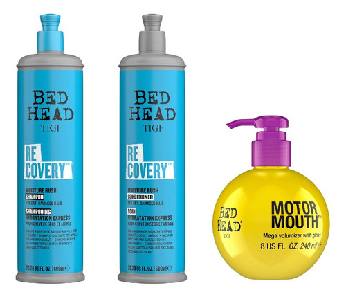 Tigi Bedhead Shampoo + Acondicio 400 Ml + Motor Mouth 240 Ml