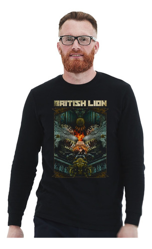 Polera Ml British Lion Spit Fire Rock Impresión Directa