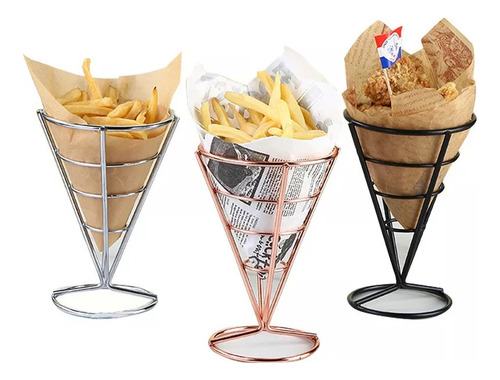 Xm Cono Soporte Pizzas Papas Gajo Francesa Acero Inoxidable
