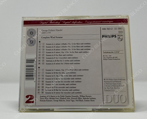 Handel - Complete Wind Sonatas 2 Cds 1995 (Usado)