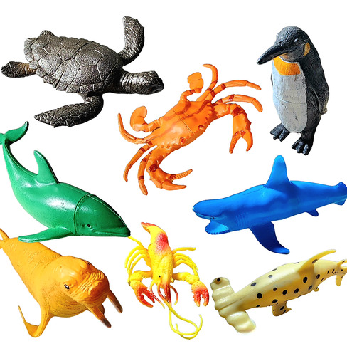 Set De Animales Marinos De Mar X 8 Goma Juguete Niño Regalo