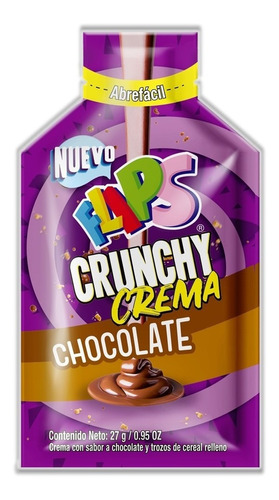Imagen 1 de 3 de Crema De Chocolate Flips Crunchy Crema 27g por 12 unidades Flips Congrupo  chocolate con cereal caja pack x 12