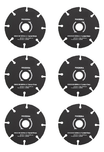 6 Un Disco De Corte Tungstenio Para Madeira 110 X 20 Mm