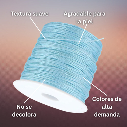 Rollo Hilo Chino 0.8mm Insumo De Bisutería Todo Los Colores Azul Claro