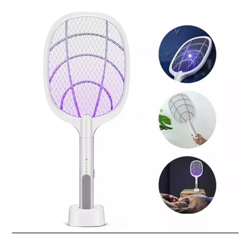 Imagen 7 de 7 de Raqueta Electrica Mata Mosquitos 2 En 1 Recargable Con Luz