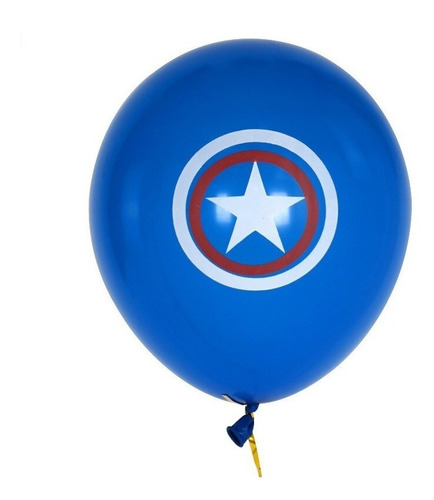 Globo Capitan America Marvel Látex Azul Estampado Escudo 