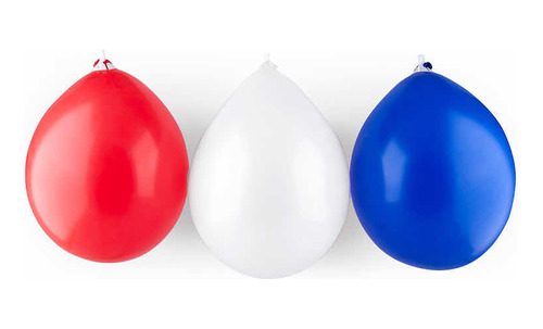 Globos Balloons Tricolor (blanco,rojo,azul) Liso #9 X 50 Un