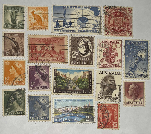 Sello Correo Antiguo Australia 18 Estampillas De Colección
