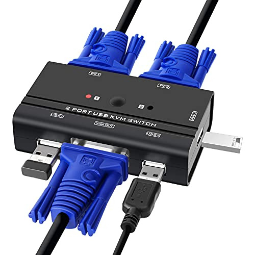 Conmutador Kvm Usb Vga Cable Selector 2 Puerto Para Pc 3