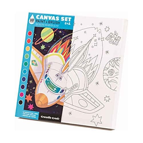 Crocodile Creek Space Con Juego De Lienzos De Pintura Y Pinc