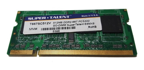 Memoria Ddr2 512mb 667mhz Sodimm Super Talent