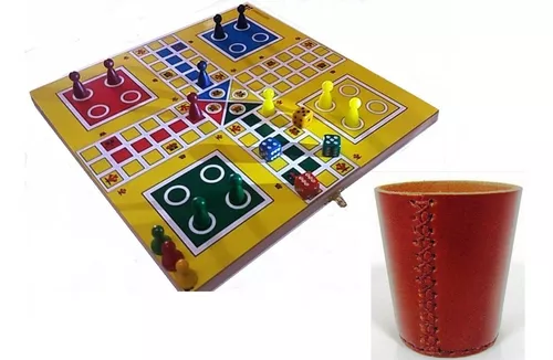 Oficial Jogo Ludo Tabuleiro Estojo 2 Dados 1 Copo Em Couro