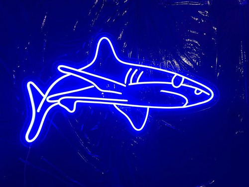 Letrero Led Neon En Acrilico De 3 Mm 40*29cm Tiburon Shark