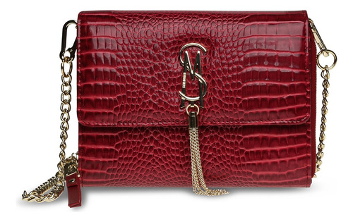 Bolsa Wallet Steve Madden Bexalt Con Logotipo Para Mujer Acabado de los herrajes Oro Color Rojo Color de la correa de hombro Oro Diseño de la tela Estampado en croco