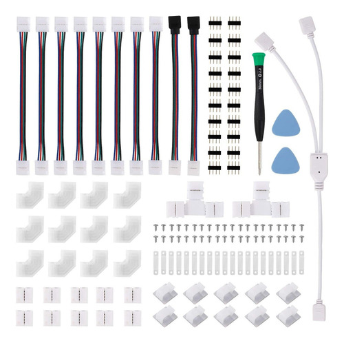 Kit 127 Pcs Conector L Broche Para Unir Tira Led Rgb 4 Pines