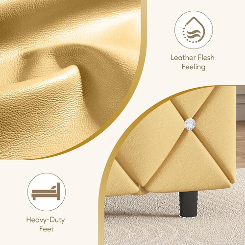 Base De Cama King Size Hombck C/cabecera Capitonada Amarillo