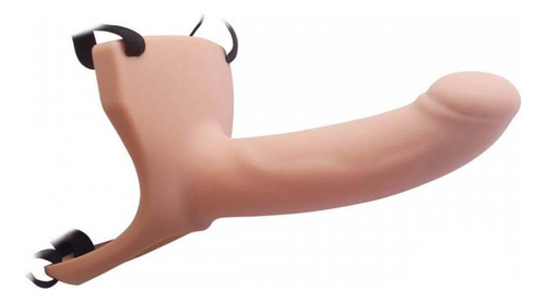 Capa Pênis Oca Com Cinta Para Aumento Peniano 17cm Cyberskin Cor Creme