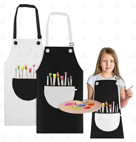 Delantal De Pintura Impermeable Para Niños De 5 A 8 Años | Talla M (57x44 Cm) | Manga Larga Y 3 Bolsillos | Libre De BPA Y Lavable A Máquina