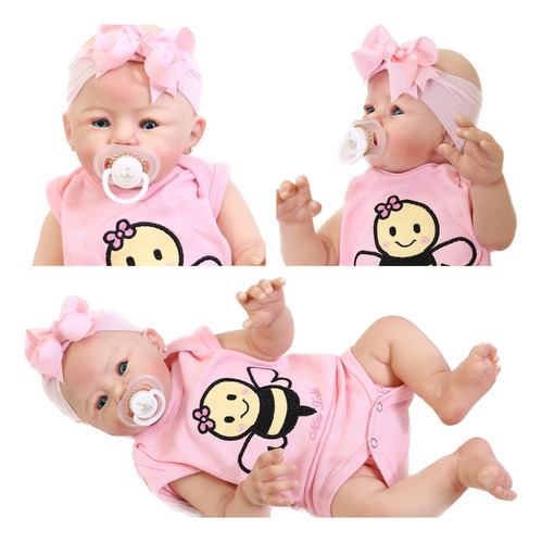 Boneca Bebê Reborn Abigail 50cm Corpo Silicone Realista Lu